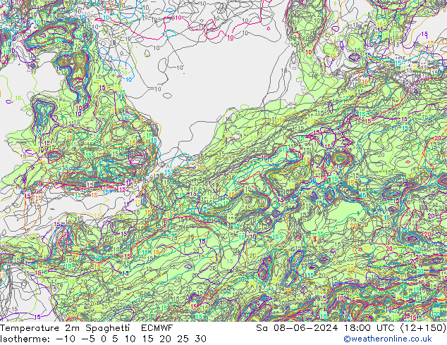 Sıcaklık Haritası 2m Spaghetti ECMWF Cts 08.06.2024 18 UTC