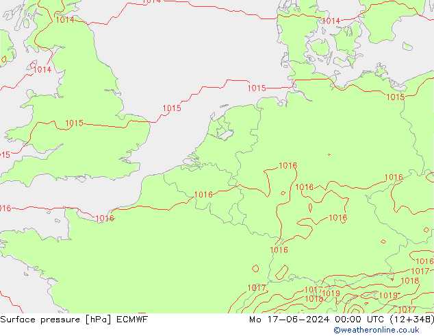 Atmosférický tlak ECMWF Po 17.06.2024 00 UTC