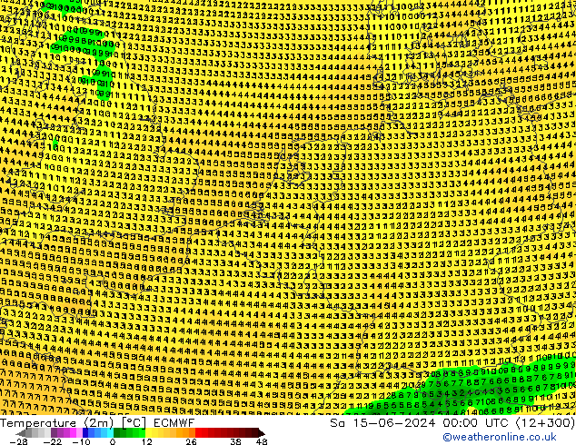 Sıcaklık Haritası (2m) ECMWF Cts 15.06.2024 00 UTC