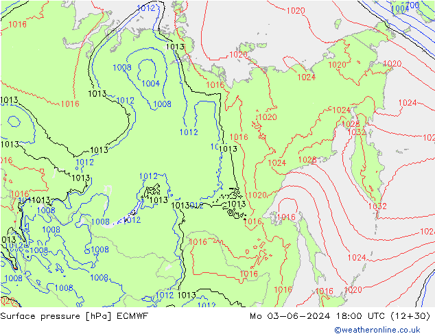 приземное давление ECMWF пн 03.06.2024 18 UTC