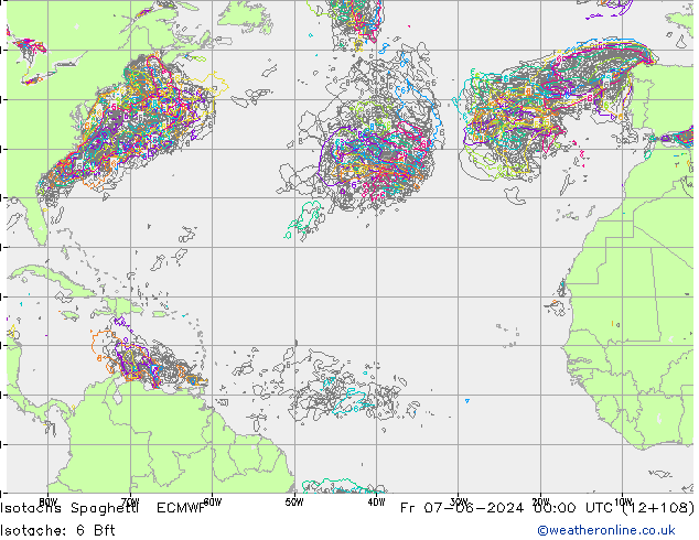 Isotaca Spaghetti ECMWF vie 07.06.2024 00 UTC