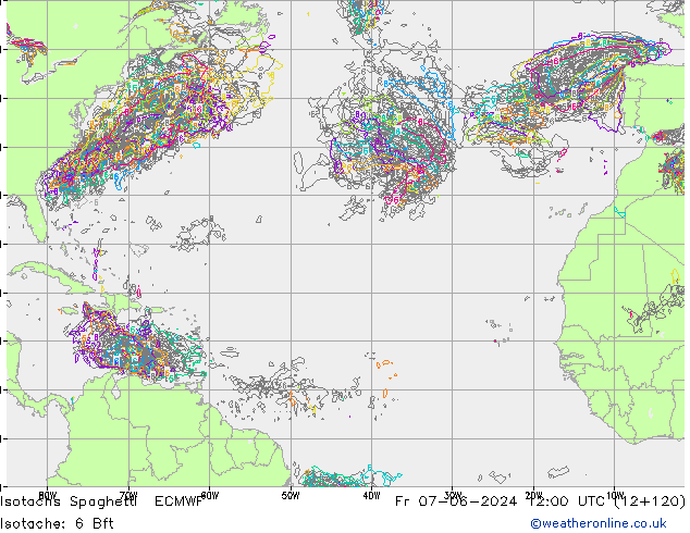 Isotachen Spaghetti ECMWF vr 07.06.2024 12 UTC