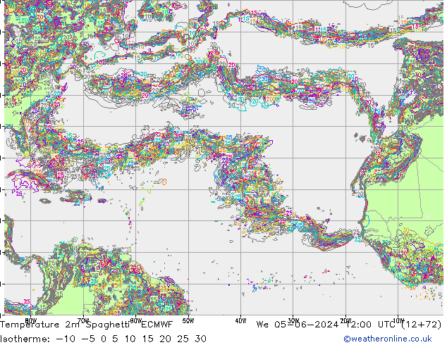 mapa temperatury 2m Spaghetti ECMWF śro. 05.06.2024 12 UTC