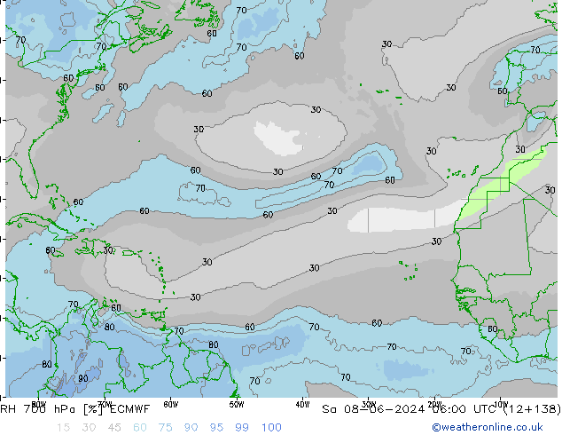 RH 700 hPa ECMWF  08.06.2024 06 UTC