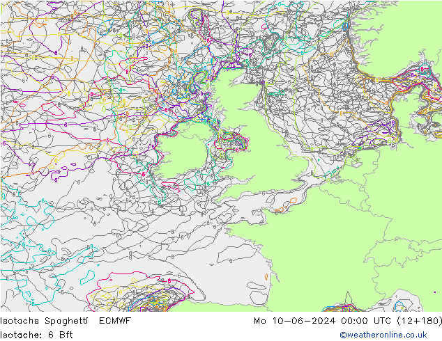 Isotachs Spaghetti ECMWF  10.06.2024 00 UTC