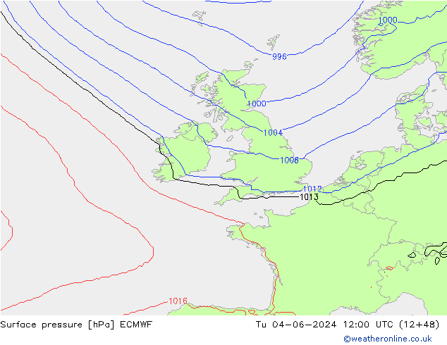 Pressione al suolo ECMWF mar 04.06.2024 12 UTC