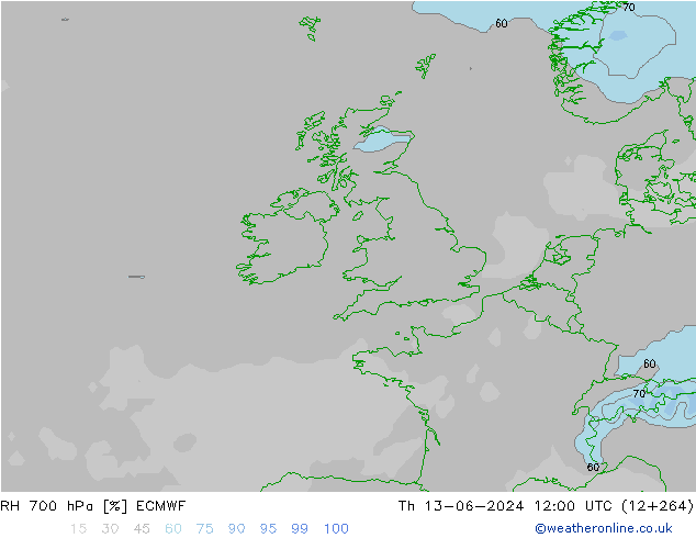 RH 700 hPa ECMWF  13.06.2024 12 UTC