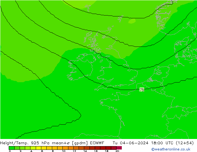 Yükseklik/Sıc. 925 hPa ECMWF Sa 04.06.2024 18 UTC