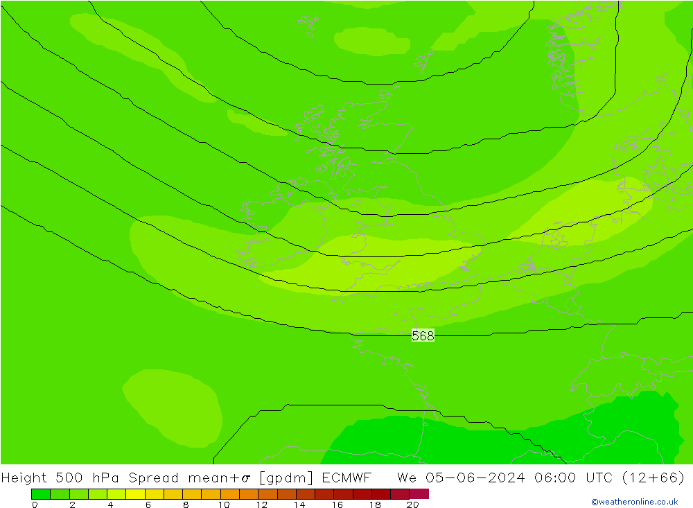 Height 500 hPa Spread ECMWF We 05.06.2024 06 UTC