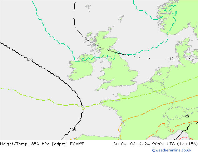Height/Temp. 850 hPa ECMWF dom 09.06.2024 00 UTC