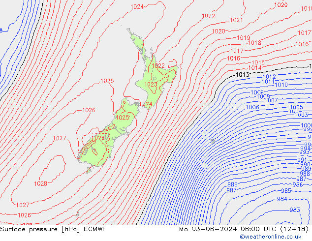 Luchtdruk (Grond) ECMWF ma 03.06.2024 06 UTC