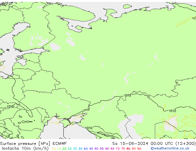 Isotachs (kph) ECMWF Sáb 15.06.2024 00 UTC