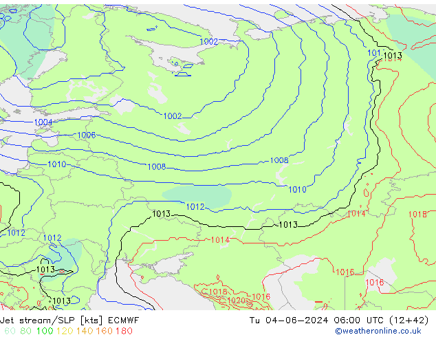 Jet stream ECMWF Ter 04.06.2024 06 UTC