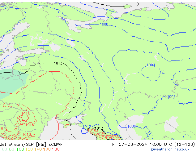 Jet Akımları/SLP ECMWF Cu 07.06.2024 18 UTC