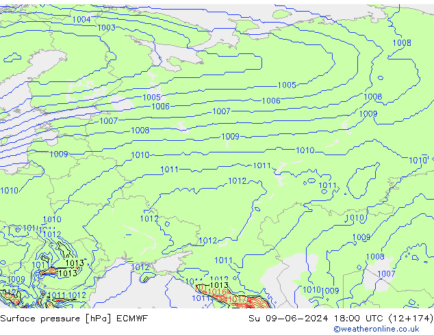 Bodendruck ECMWF So 09.06.2024 18 UTC