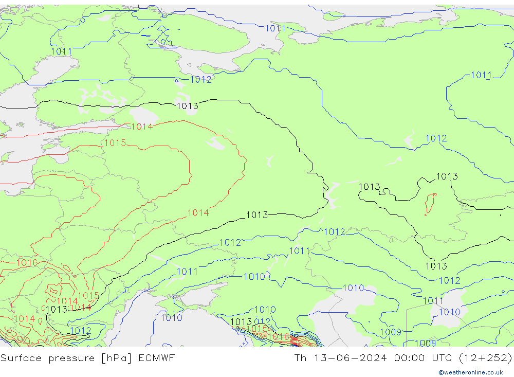 pression de l'air ECMWF jeu 13.06.2024 00 UTC