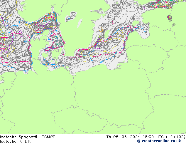 Isotachs Spaghetti ECMWF Qui 06.06.2024 18 UTC