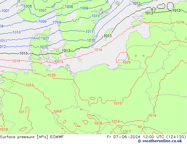 приземное давление ECMWF пт 07.06.2024 12 UTC