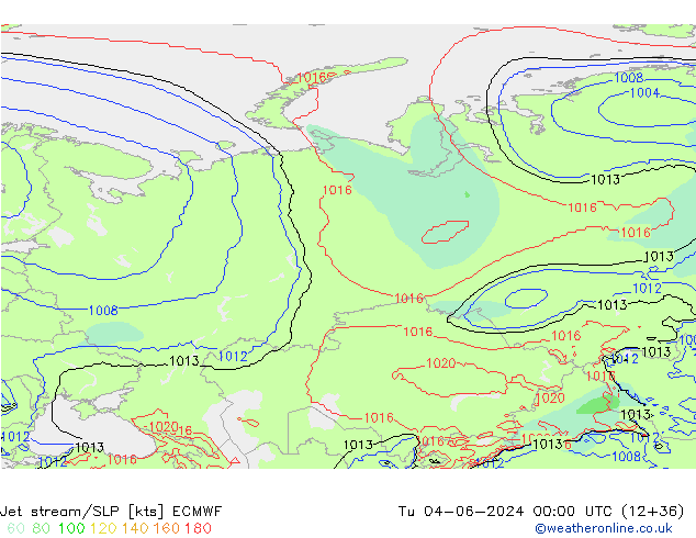 Jet stream/SLP ECMWF Tu 04.06.2024 00 UTC