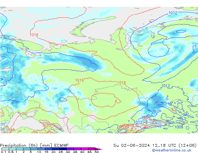 Precipitazione (6h) ECMWF dom 02.06.2024 18 UTC