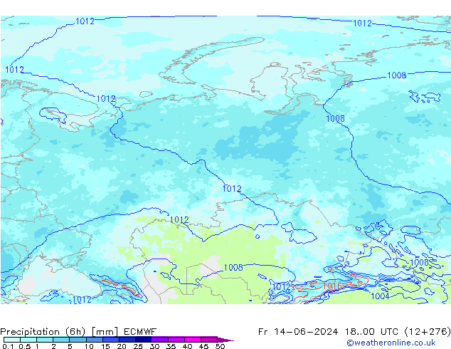 Precipitación (6h) ECMWF vie 14.06.2024 00 UTC