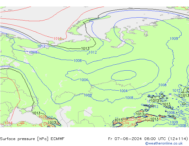 Surface pressure ECMWF Fr 07.06.2024 06 UTC