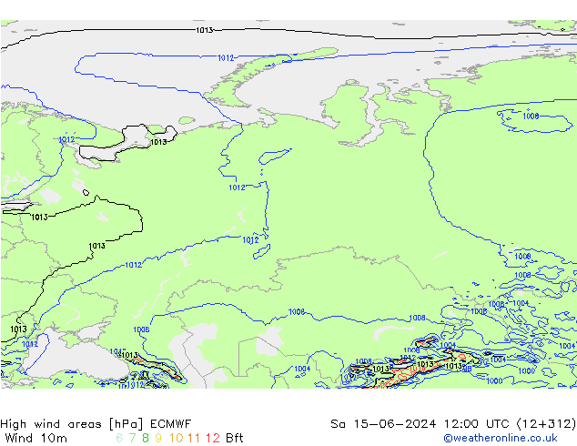 High wind areas ECMWF So 15.06.2024 12 UTC