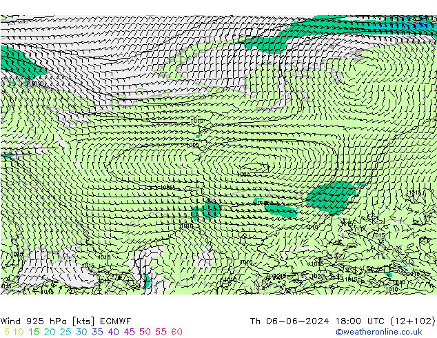 ветер 925 гПа ECMWF чт 06.06.2024 18 UTC