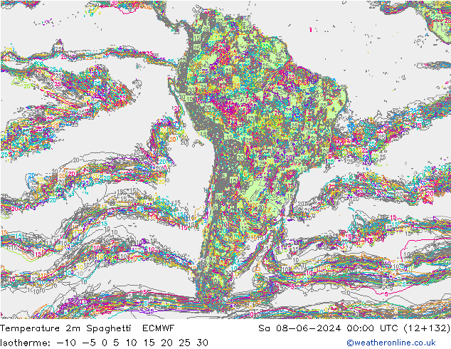 Temperaturkarte Spaghetti ECMWF Sa 08.06.2024 00 UTC