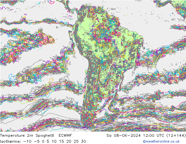 Sıcaklık Haritası 2m Spaghetti ECMWF Cts 08.06.2024 12 UTC