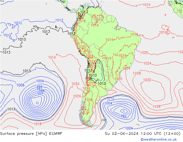 Surface pressure ECMWF Su 02.06.2024 12 UTC