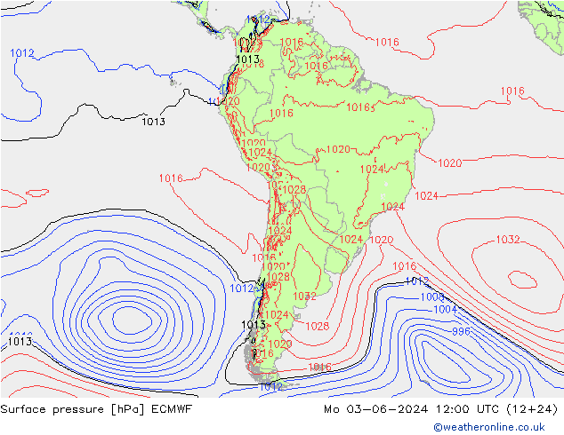 Yer basıncı ECMWF Pzt 03.06.2024 12 UTC