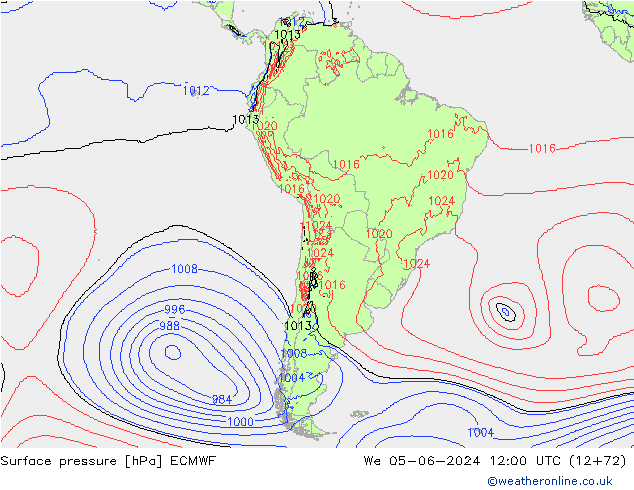 pression de l'air ECMWF mer 05.06.2024 12 UTC