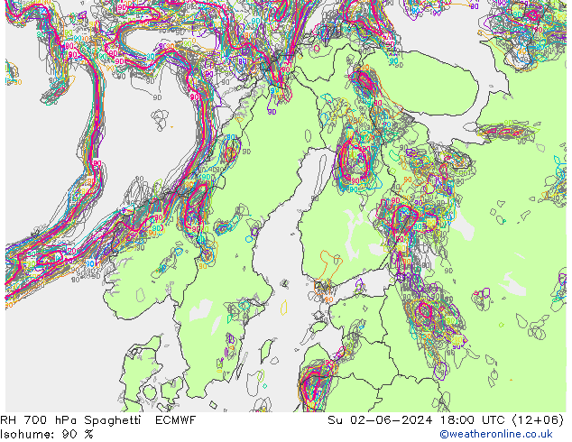 RV 700 hPa Spaghetti ECMWF zo 02.06.2024 18 UTC
