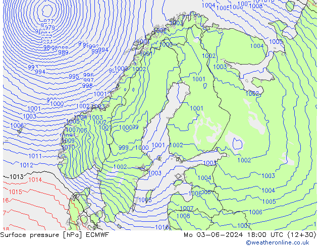 ciśnienie ECMWF pon. 03.06.2024 18 UTC