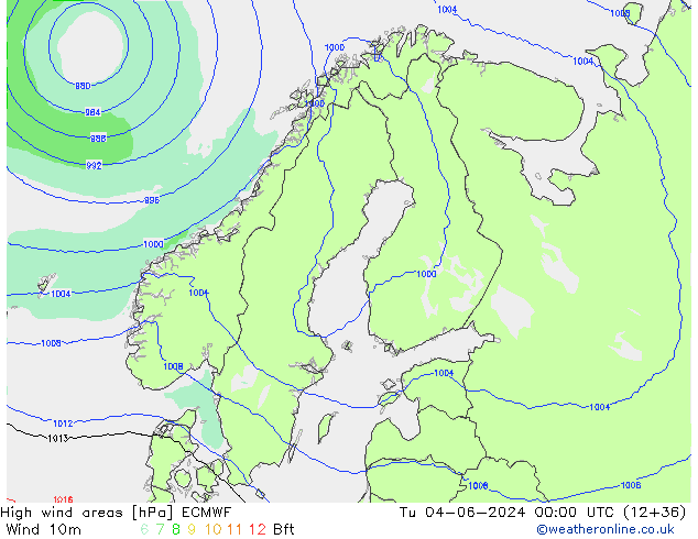 High wind areas ECMWF Tu 04.06.2024 00 UTC