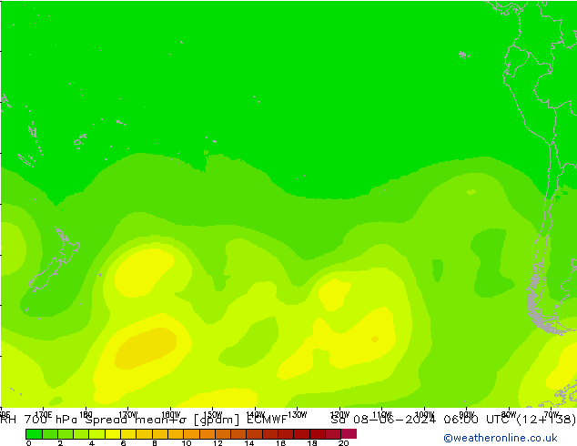 RH 700 hPa Spread ECMWF Sa 08.06.2024 06 UTC