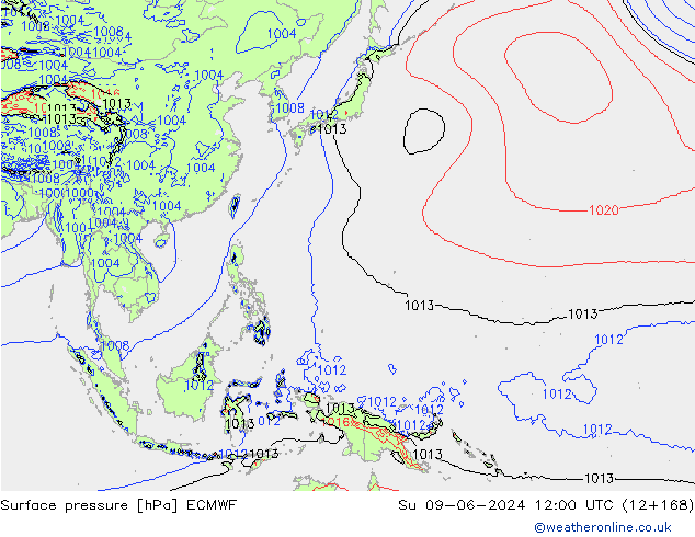 Surface pressure ECMWF Su 09.06.2024 12 UTC