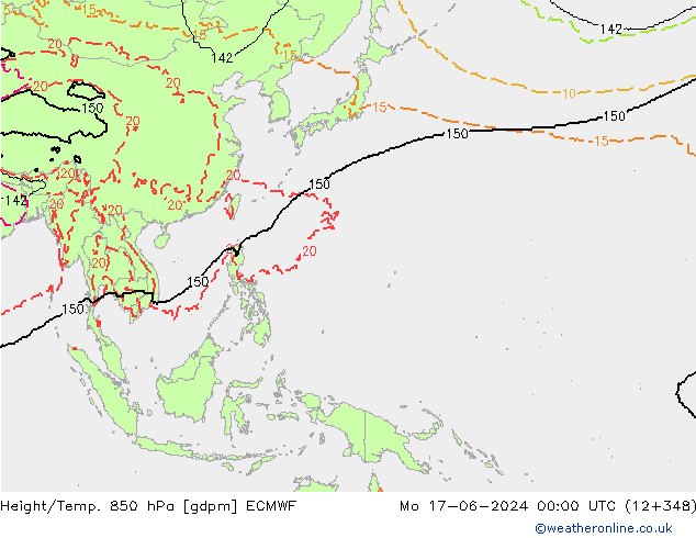 Height/Temp. 850 hPa ECMWF Mo 17.06.2024 00 UTC