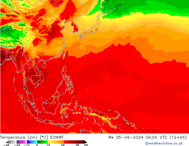 Temperatura (2m) ECMWF Qua 05.06.2024 06 UTC