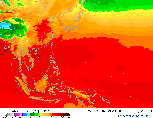 Temperatura (2m) ECMWF Seg 17.06.2024 00 UTC
