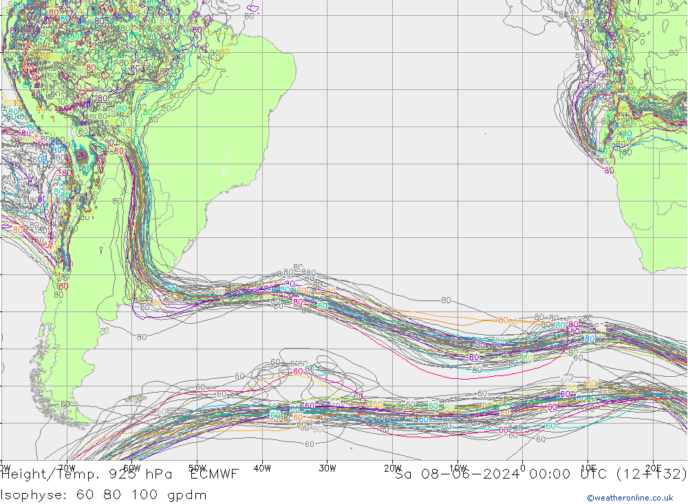 Géop./Temp. 925 hPa ECMWF sam 08.06.2024 00 UTC