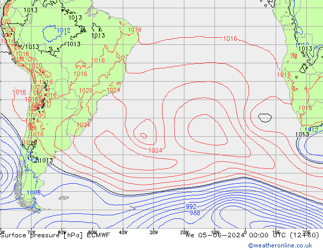 pression de l'air ECMWF mer 05.06.2024 00 UTC