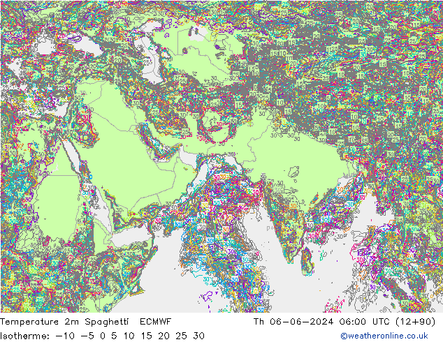température 2m Spaghetti ECMWF jeu 06.06.2024 06 UTC