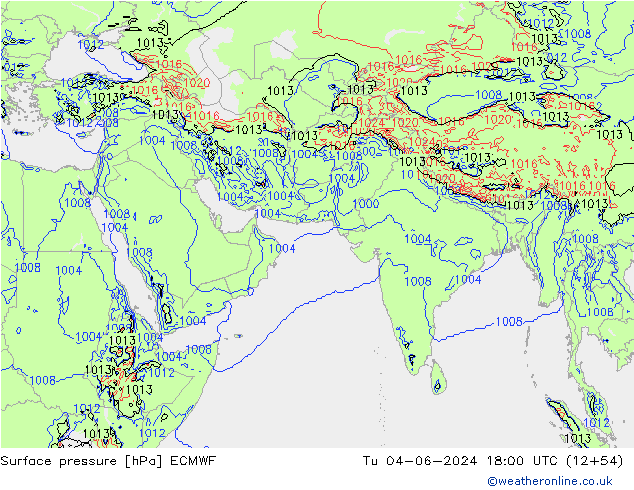 приземное давление ECMWF вт 04.06.2024 18 UTC
