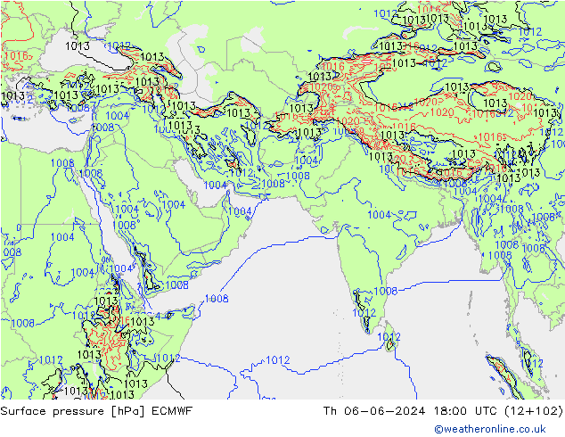 地面气压 ECMWF 星期四 06.06.2024 18 UTC