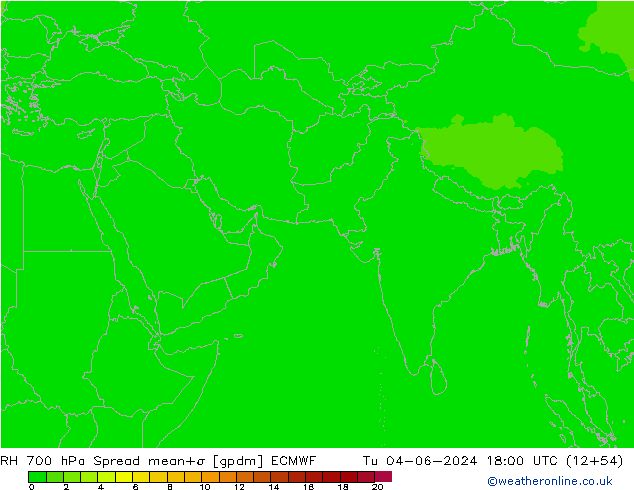 RH 700 hPa Spread ECMWF  04.06.2024 18 UTC