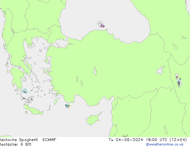 Isotachen Spaghetti ECMWF di 04.06.2024 18 UTC