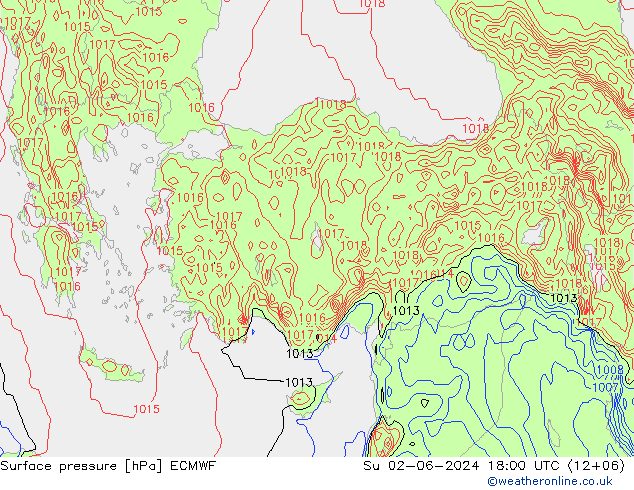 pressão do solo ECMWF Dom 02.06.2024 18 UTC