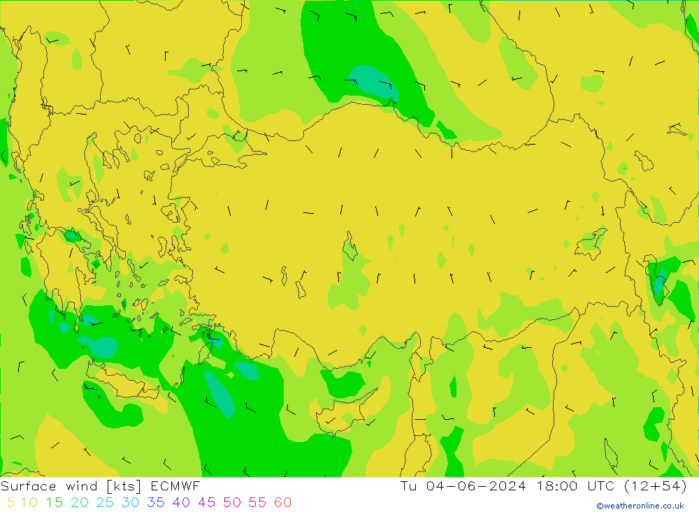 Wind 10 m ECMWF di 04.06.2024 18 UTC